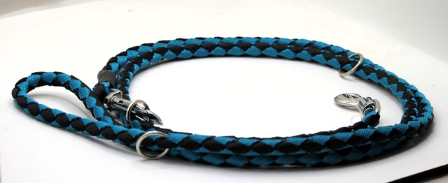 Laisse main libre, 3 positions Noir/Turquoise