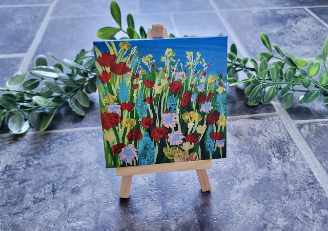 Original Mini Canvas Painting – Wildflowers