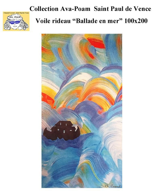 Voile rideau "Ballade en mer" 100 x 200 cm