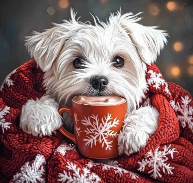 Panneau Chien Bichon en Polyester imperméable - 40x40cm