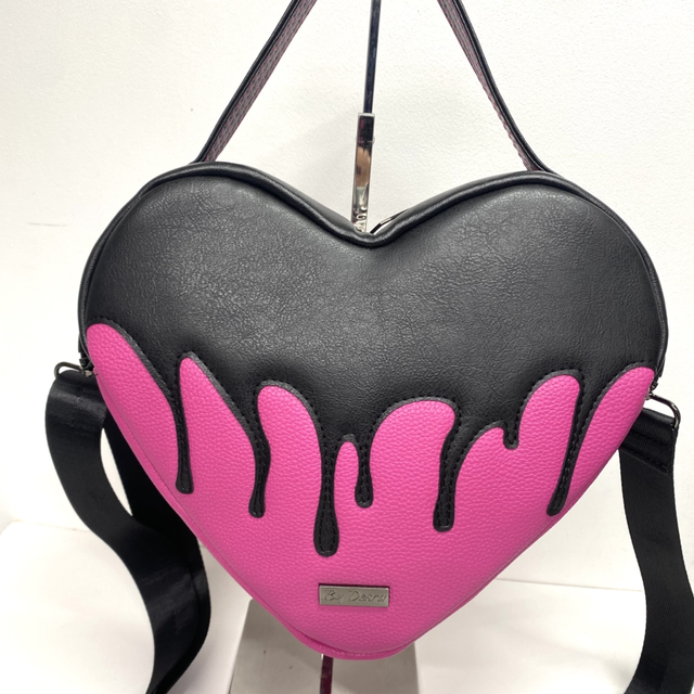 Pink Drippy Pumpkin Heart shaped crossbody Bag