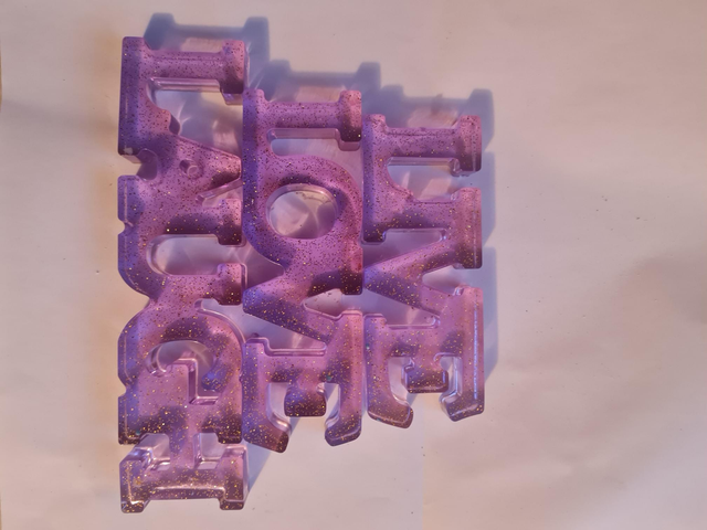 Resin Clear purple live love laugh sign