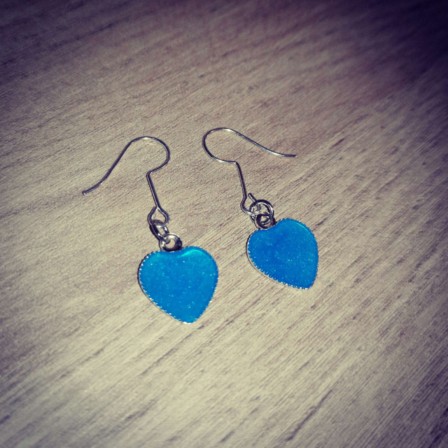 Boucles d'oreilles cœur bleu 