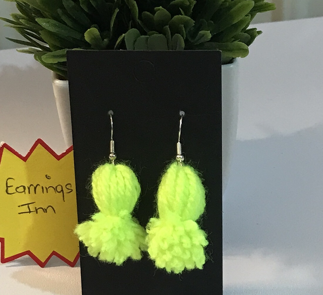 Lime Green Plain Fabric Earrings - PFE24