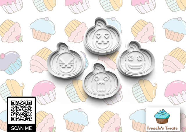 Halloween Pumpkins Fondant/cookie stamps with cutters 