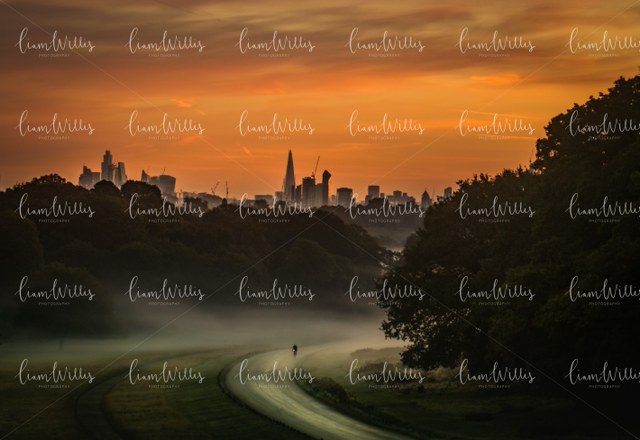 Cyclist London Sunrise