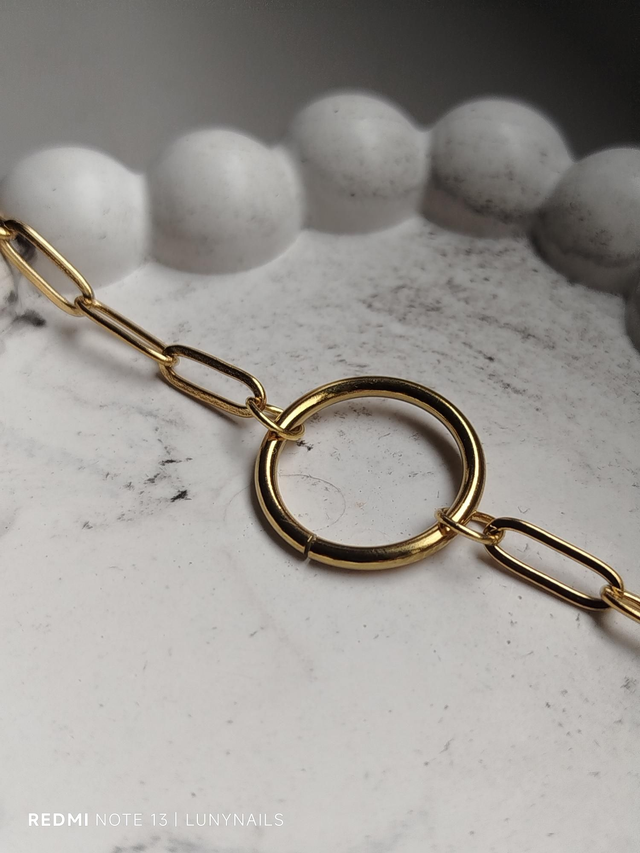 Bracelet maille trombone cercle doré 