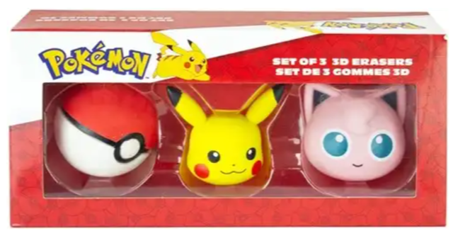 Pokemon 3D Erasers 3-Pack 