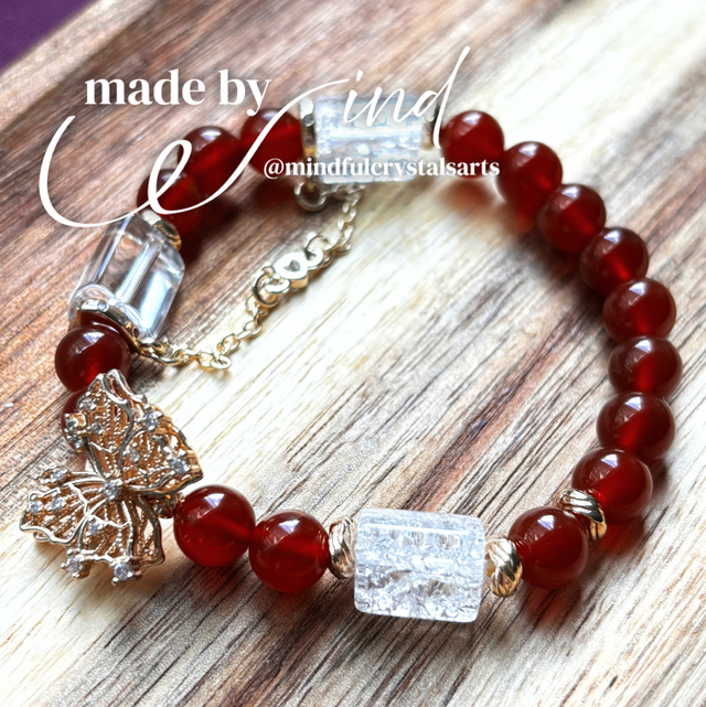 Made by Wind Series: Carnelian x Clear Quartz Bracelet 