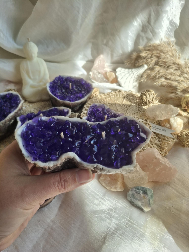 Amethyst-Geode Kerze