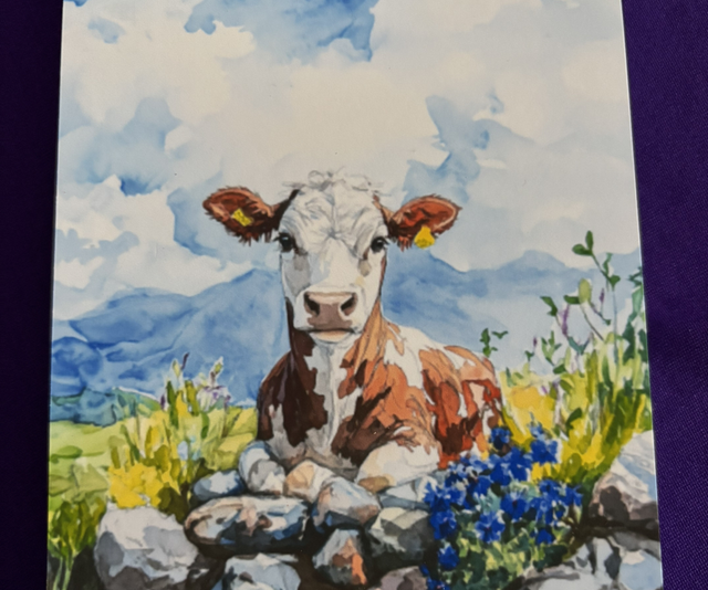 Plain Note Pad Cow in a Meadow