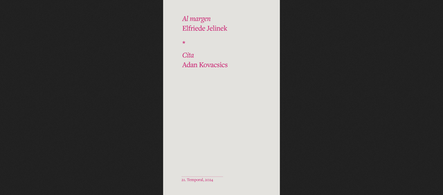 Al margen / Cita - Elfriede Jelinek, Adan Kovacsics.