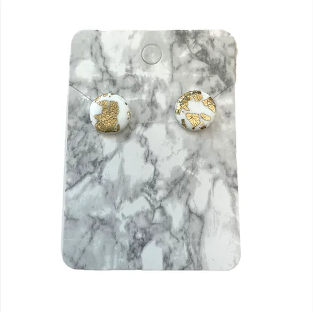 White and gold studs - round