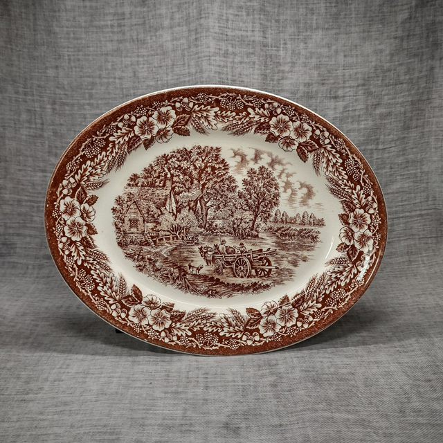 Broadhurst | Serveerbord (lengte 30,7 cm | breedte 24,5 cm) &#039;Constable Series Bicentennial 1776 - 1976&#039; motief in bruin | Vintage