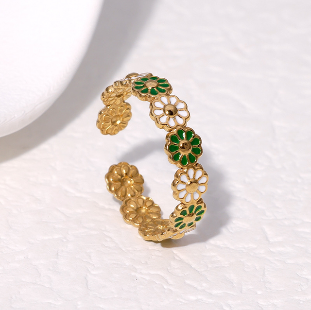 Bague LISA Vert | Ajustable en acier inoxydable 