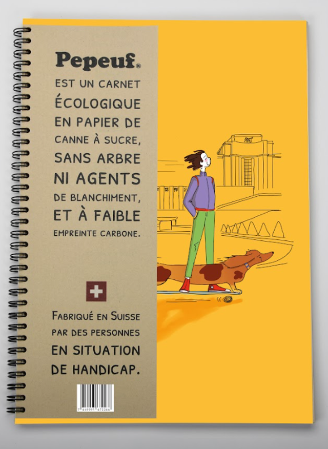 Carnet A4 de la marque Pepeuf portant une illustration faite par Moiselle Isaure appelée "Skate"