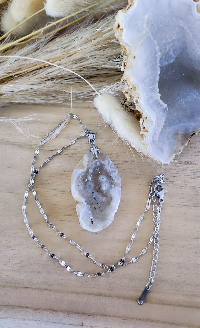Pendentif Agate brute avec inclusions