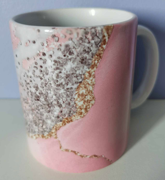 Mug &quot;marbré rose &quot;