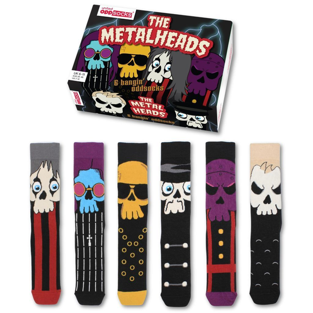 United Oddsocks The Metalheads Men’s Odd Socks Gift Box – 6 Heavy Metal Socks UK 6–11