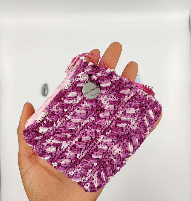 Porte monnaie unique imprimé rose