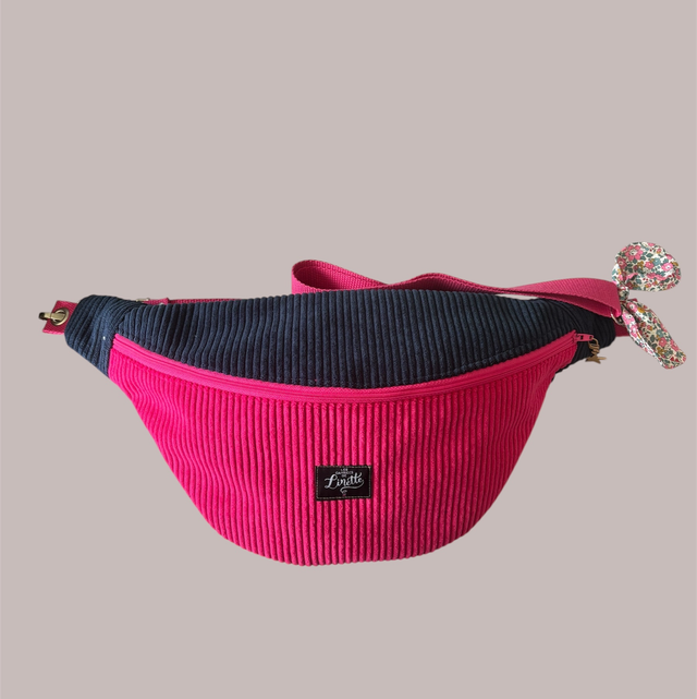 BANANE VELOURS MARINE &amp; FUCHSIA 