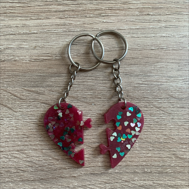 Porte-clés duo cœur