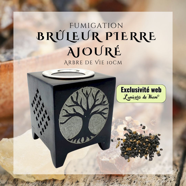 Brûleur  Pierre Ajouré Arbre de Vie 10cm