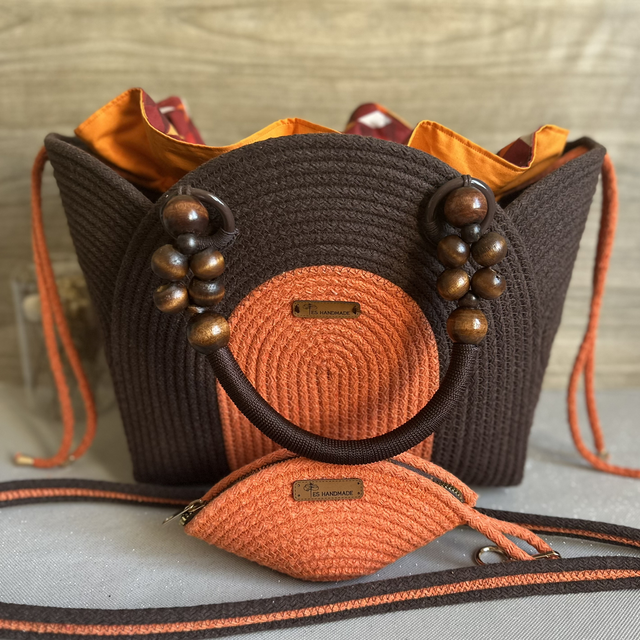 Sac Flora - marron &amp; orange