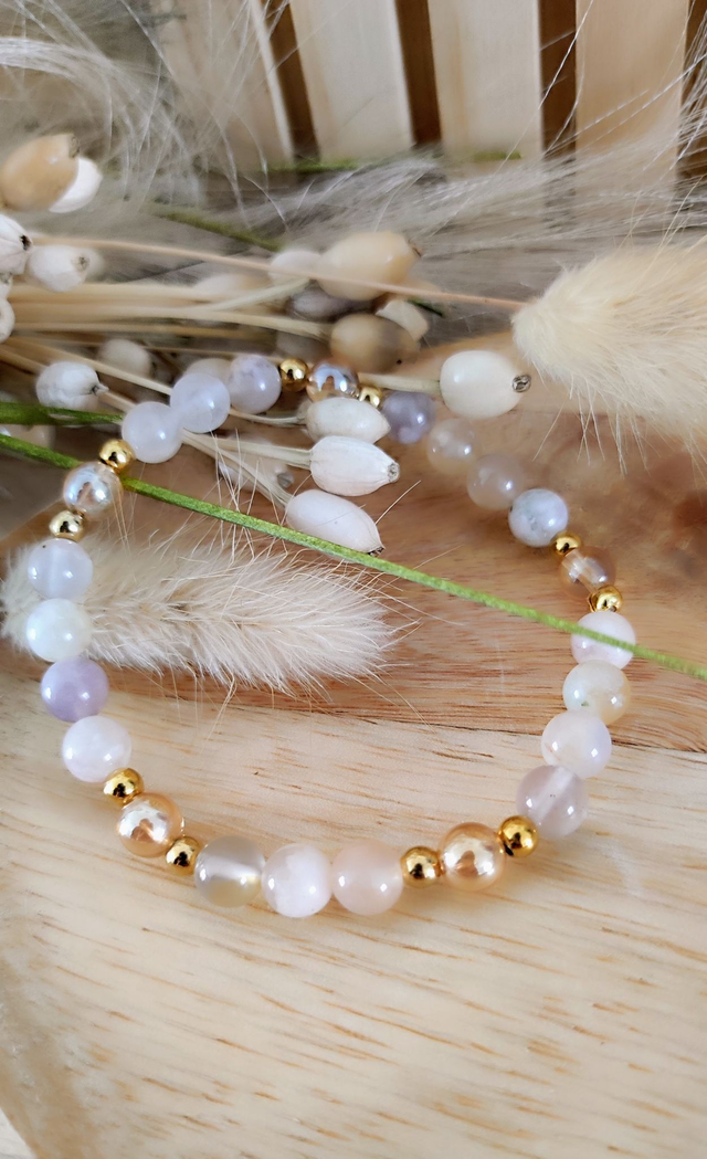 Bracelet Agate Cerise et Quartz Aura