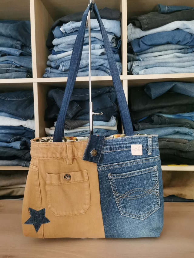  Sac à main #237 -  Mariage de jeans et de motif ancien