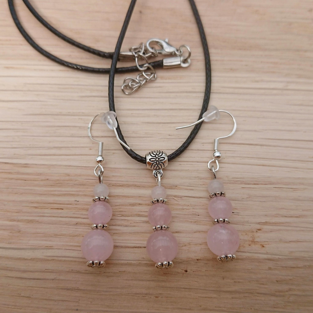 Parure quartz rose