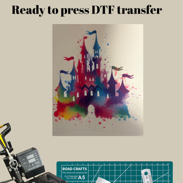 Colourful castle DTF print