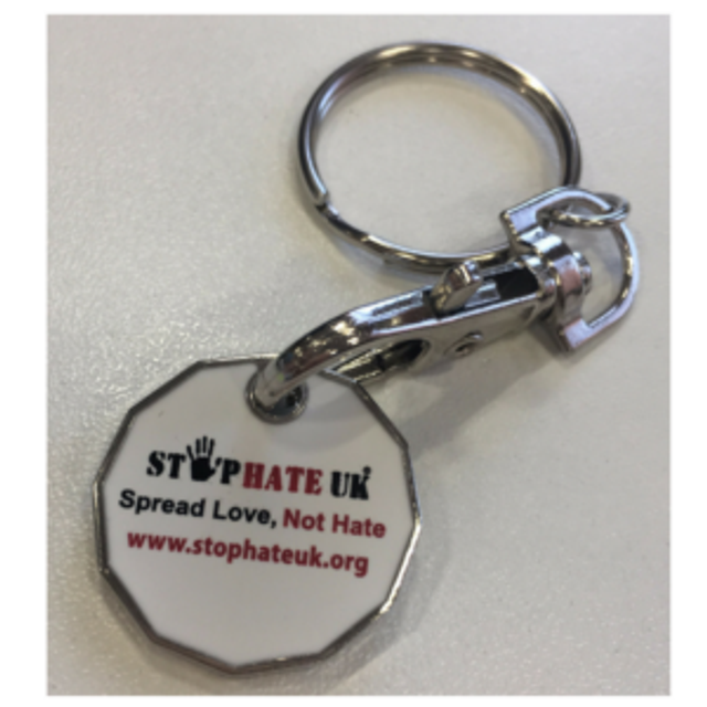 'Spread Love Not Hate' Shopping Trolley Token Keyring