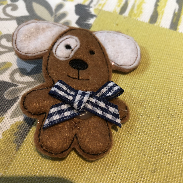 Cute Puppy Dog Handmade Brooch with metal clasp