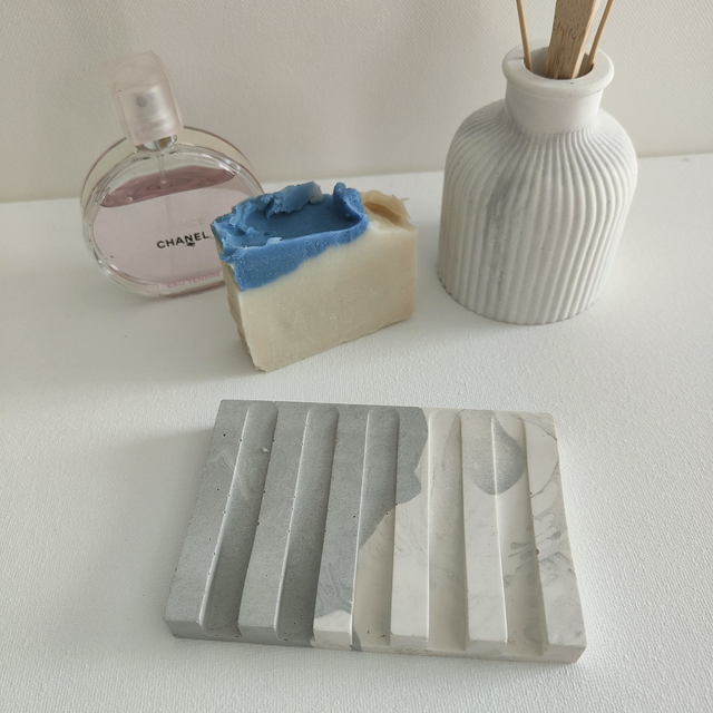 Porte savon "Angular" marbré gris