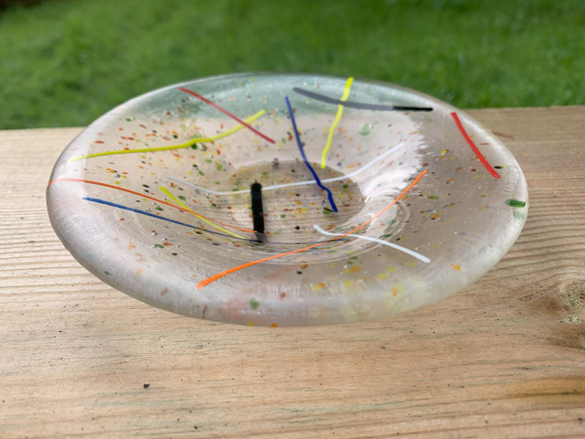Fused Glass Bowl with Rainbow Colours approx 15cm