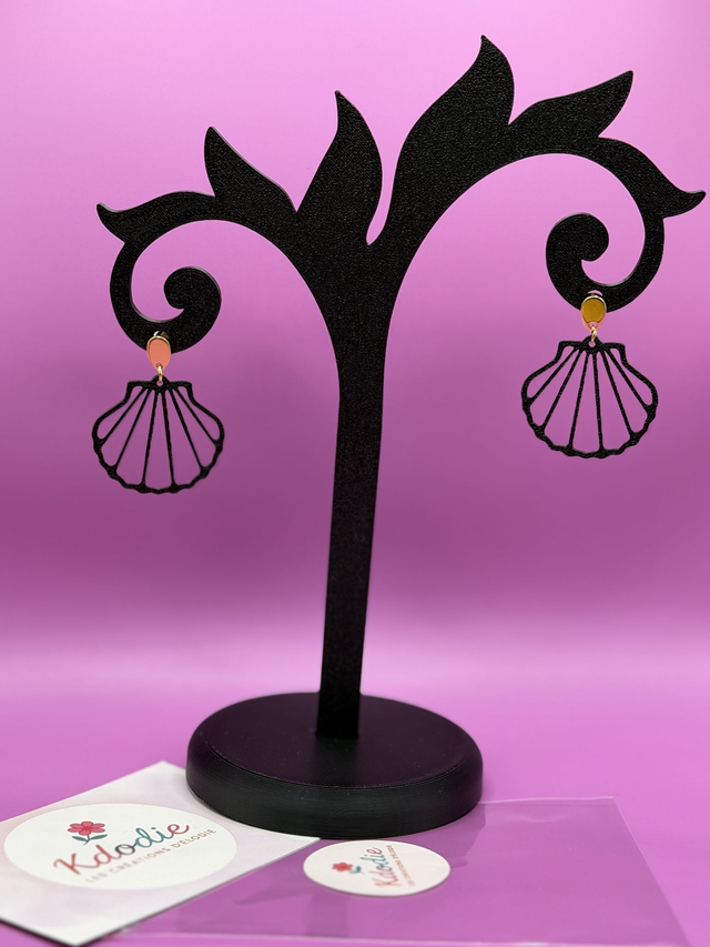 Boucles d'oreilles Coquillage - Forme Ajourée - Attaches dorées 