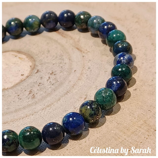 Bracelet Azurite-Malachite 6mm Taille Dame