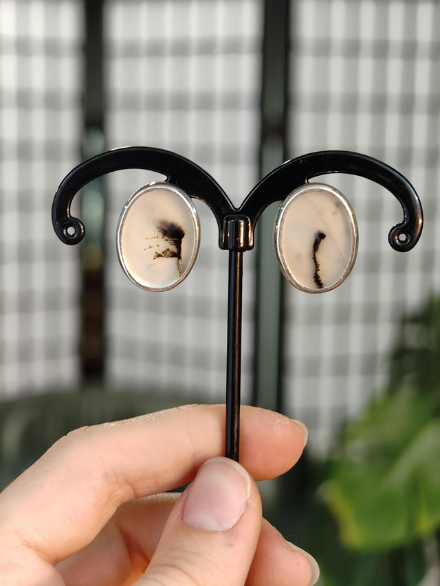 Boucles d'oreilles | argent, agathe