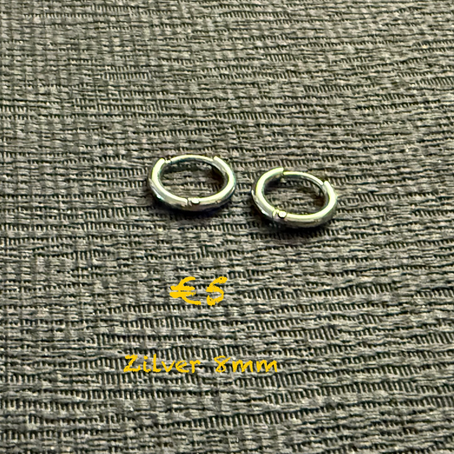 Oorbellen zilver 8mm