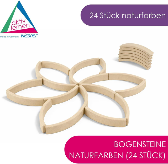 WISSNER® Natur-Bogensteine aus RE-Wood – 24 Stück