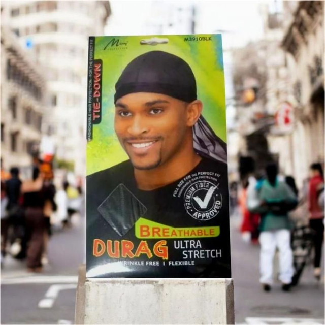 Magic Collection Tie Down Durag – Breathable Black | Hair Styling & Protection