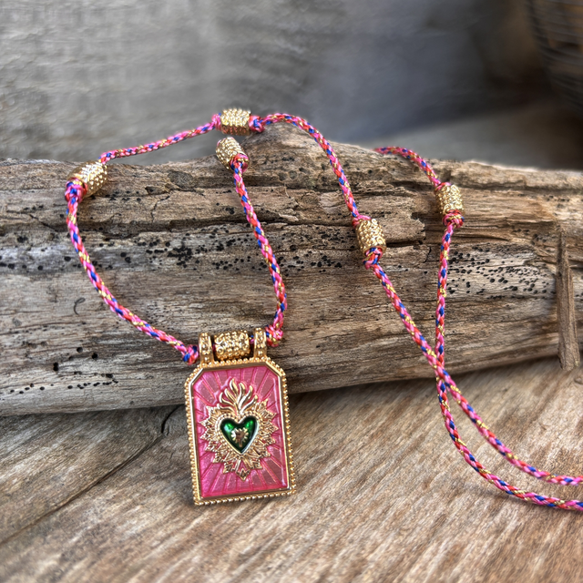 Collier Tarot Cœur rose 