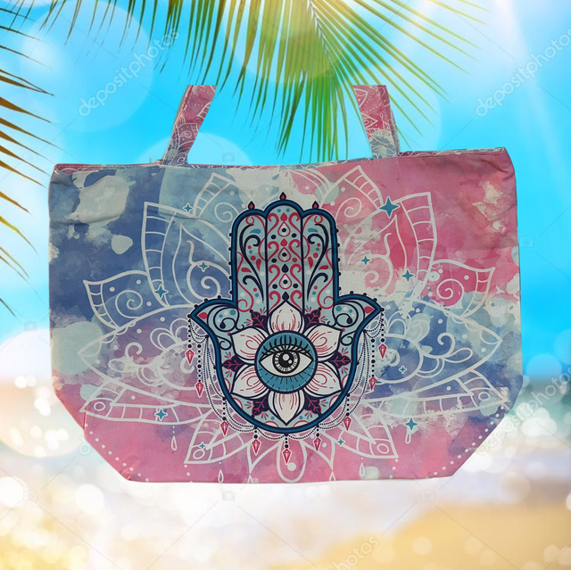 HAMSA HAND LARGE BEACH BAG