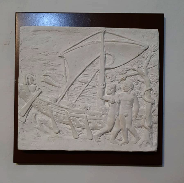 Bassorilievo su legno - Nascita della città di Reggio Calabria - Bas-relief on wood - Birth of the city of Reggio Calabria