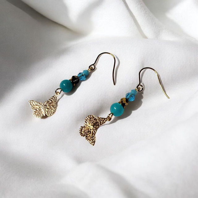 Boucles d'oreilles bleu turquoise acier inoxydable