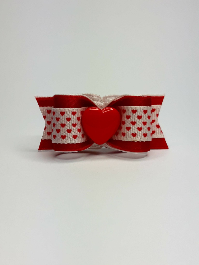 Noeud pour chien fantaisie rouge et blanc coeurs-bowsnoeuds