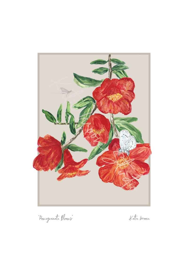 Pomegranate Blooms - ‘Floral Grace, Feathered Beauty’ Collection