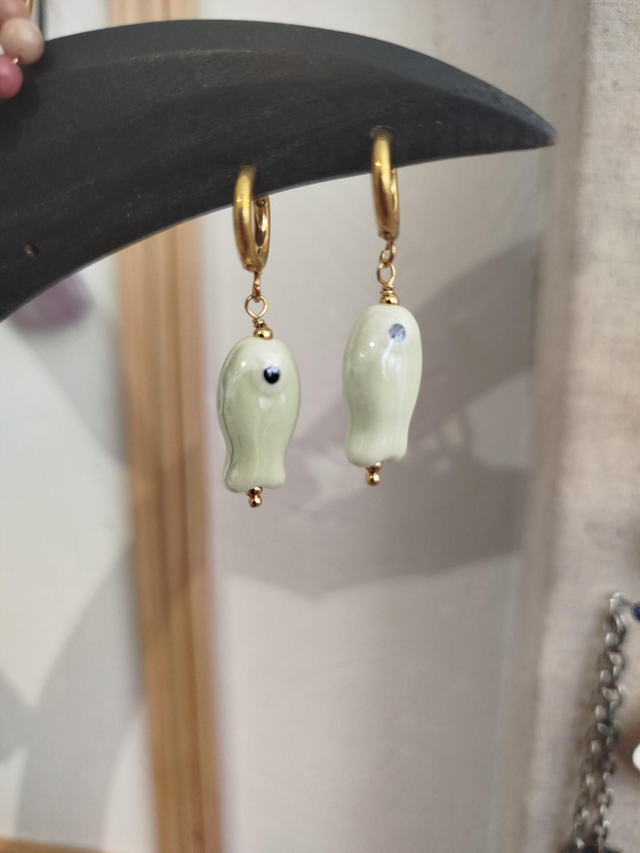 Boucle d&#039;oreille poisson en céramique 