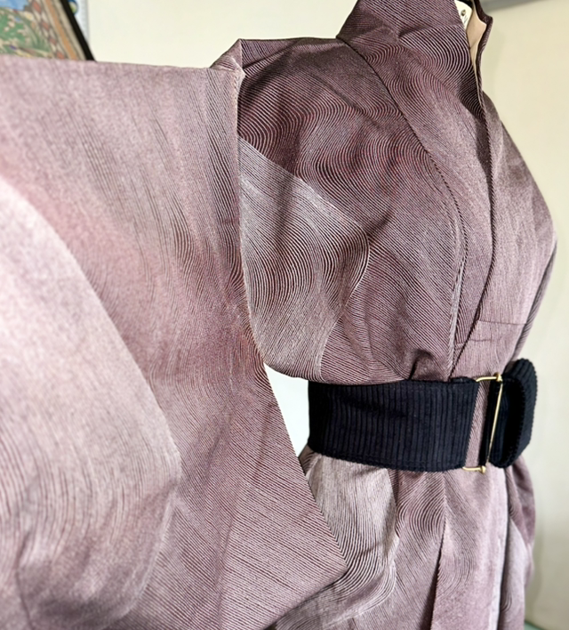Kimono komon soie bordeaux